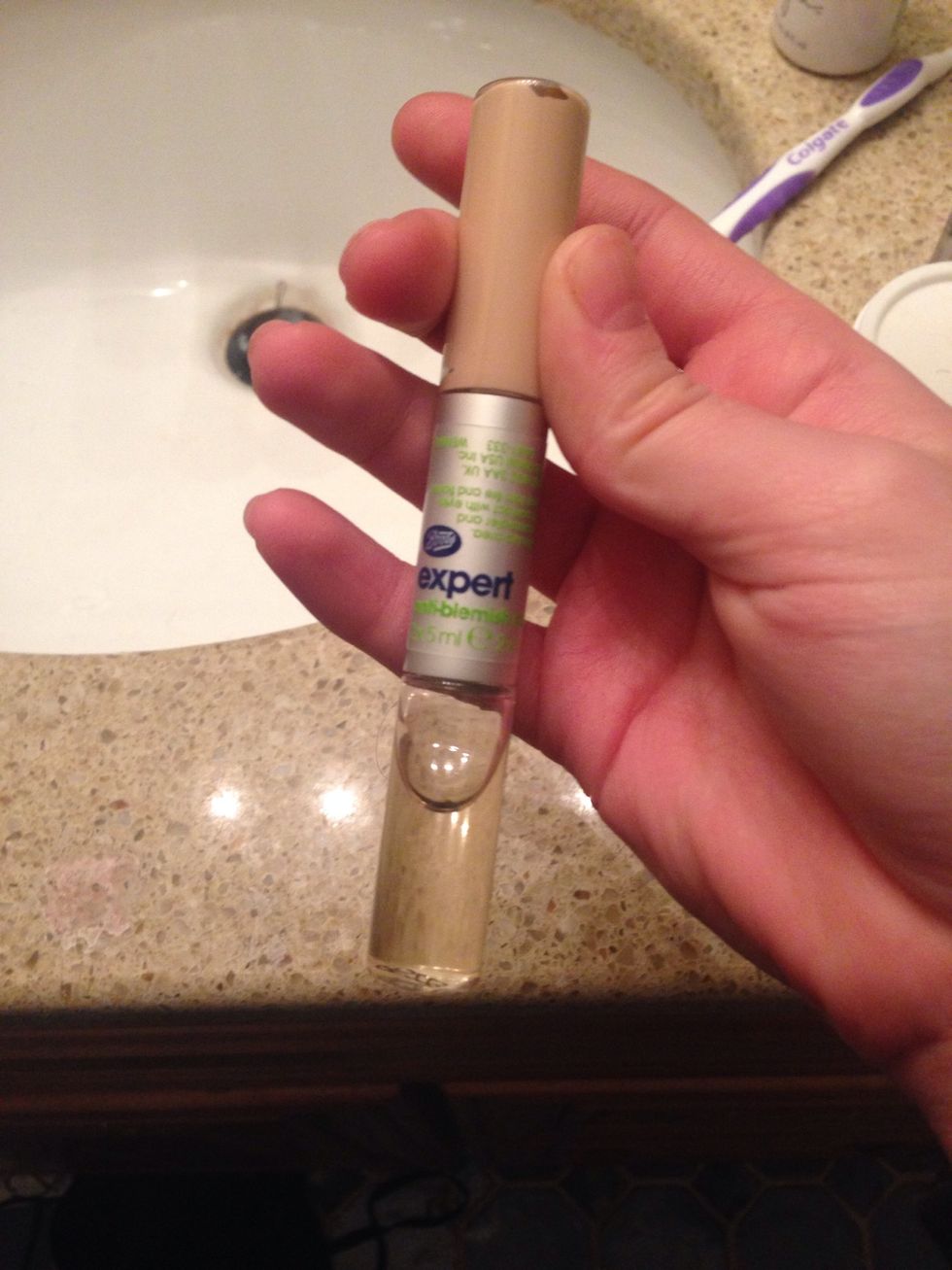 First, I apply my concealer. This is my absolute favorite brand, I've never used anything that works as well as this. Apply the clear lotion first, let it dry, and apply the concealer.