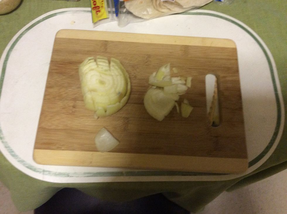 First I chopped up the onion