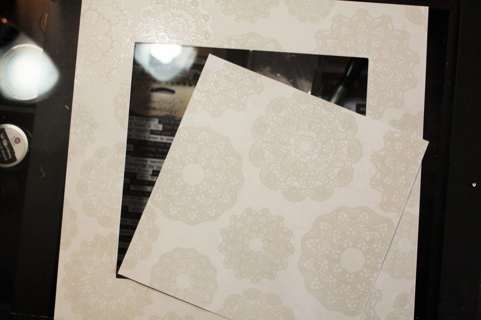 First, I cut out the center of the Kaiser resist paper, leaving 1 1/2 inch border.