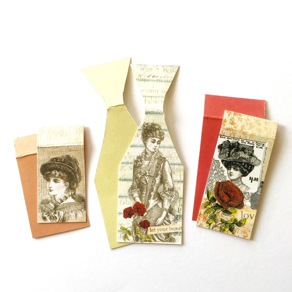 First, I cut out the image shape and the base paper to put behind it as a border. Keep in mind the place where the paper will fold over the clip, and plan accordingly :)