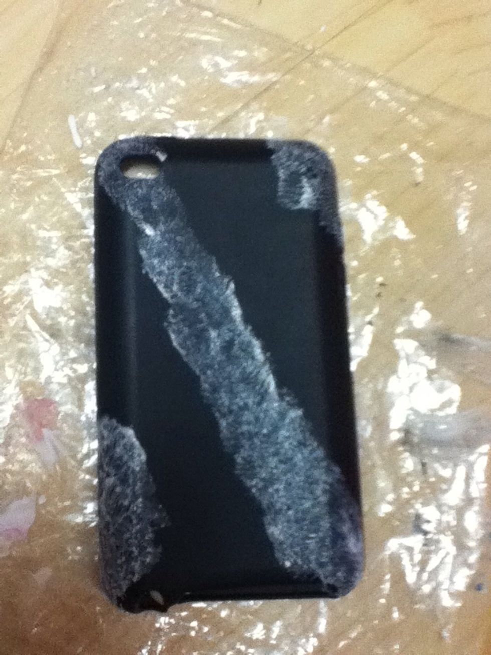 First I marked where I wanted ten colours to be with white paint