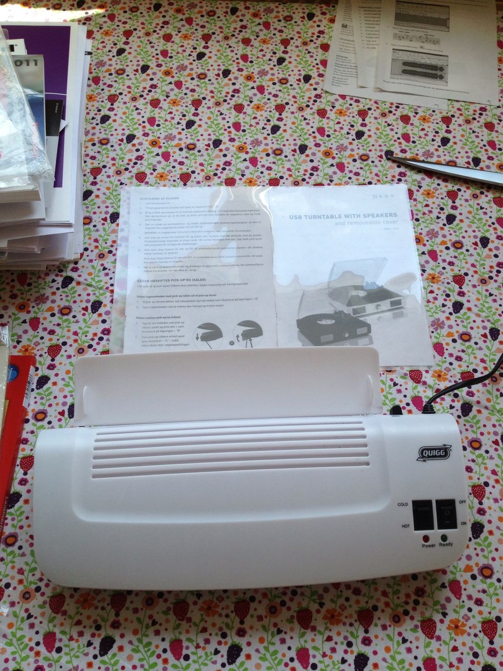 First I spent half an hour finding the manual for my laminator. Found the manuals I use and copied the relevant sections  Then I laminated them.