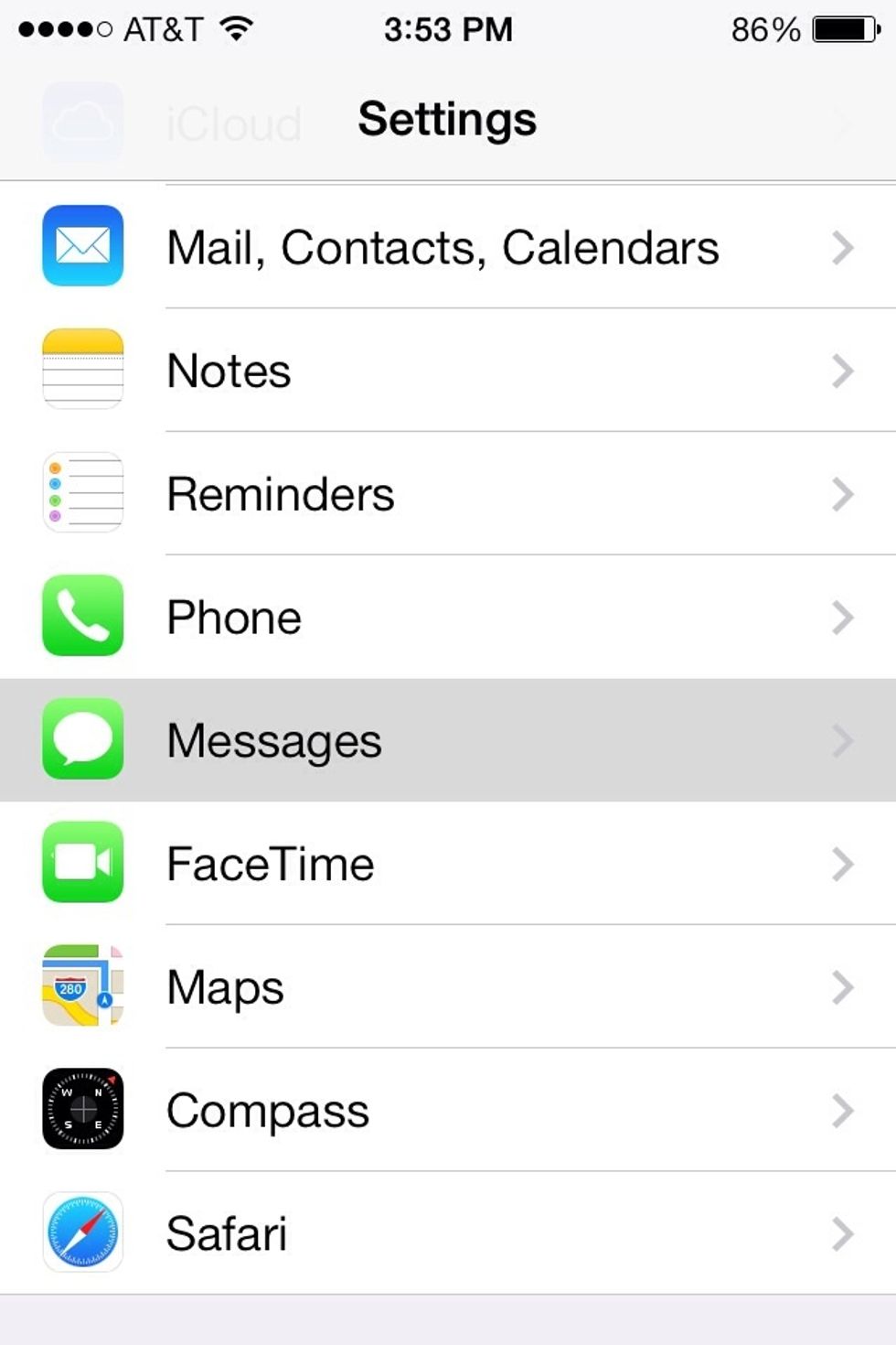 First lets look at the method others have already made guides on. We'll block a contact you have in your contacts list. Go to settings then go to messenger, FaceTime or phone.