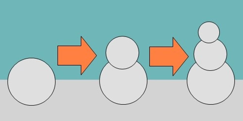 First make a big snowball by rolling it.