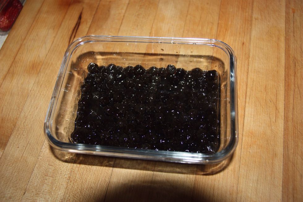 first, make the boba! (see my snapguide, "how to make green tea boba" to learn how took cook the boba)