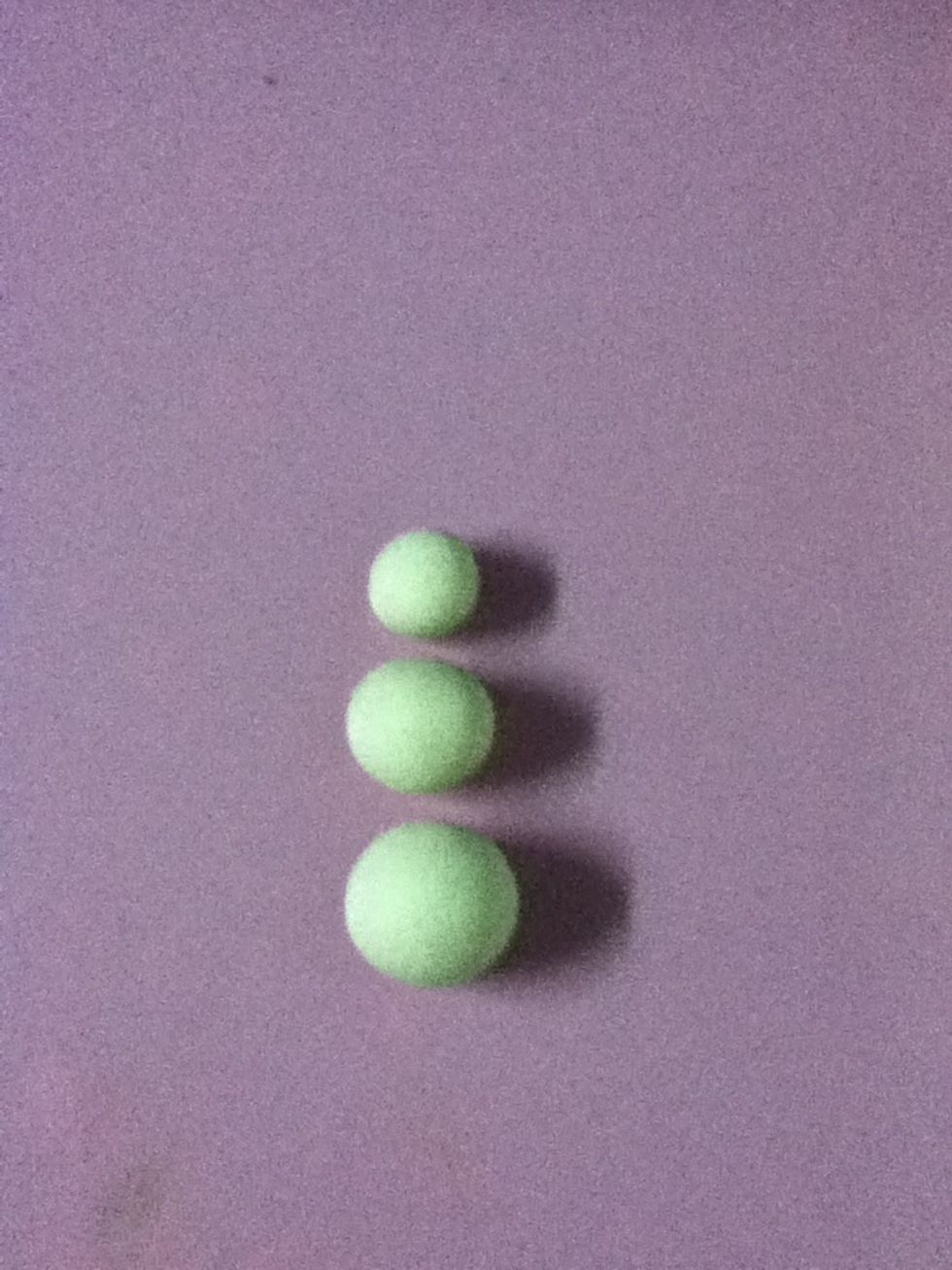 First make three white balls (Small, big, bigger)