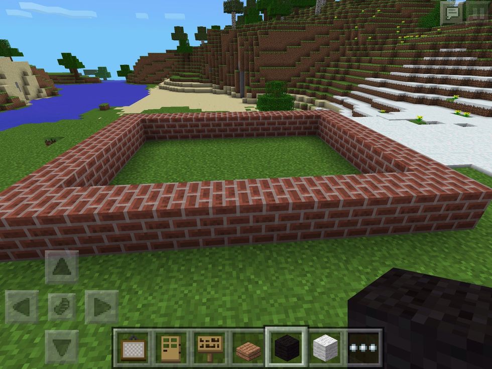 First, map out the size of your kitchen! Not too big, not too small. You can use bricks or any other material you fancy!