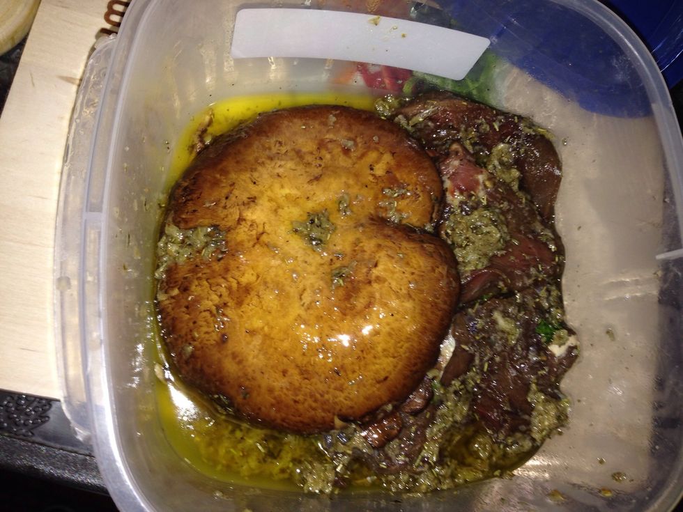 First marinade your portobello and fillet mignon with oil garlic and herb marination for 1 to 4 hours.Then remove from marination and that the extra marination drip off so there won't be a lot of oil