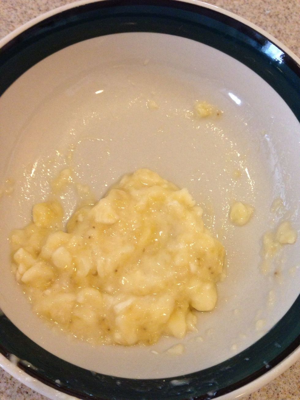 First mash up half of your banana in a bowl. Beat egg whites in another bowl and add to your mixture.