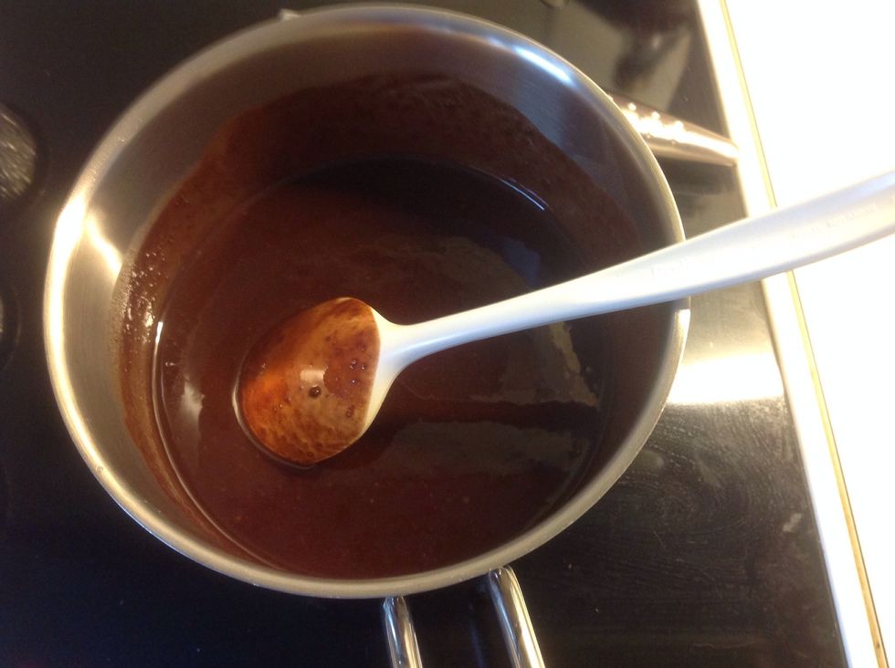 First melt the butter and the chocolate together.