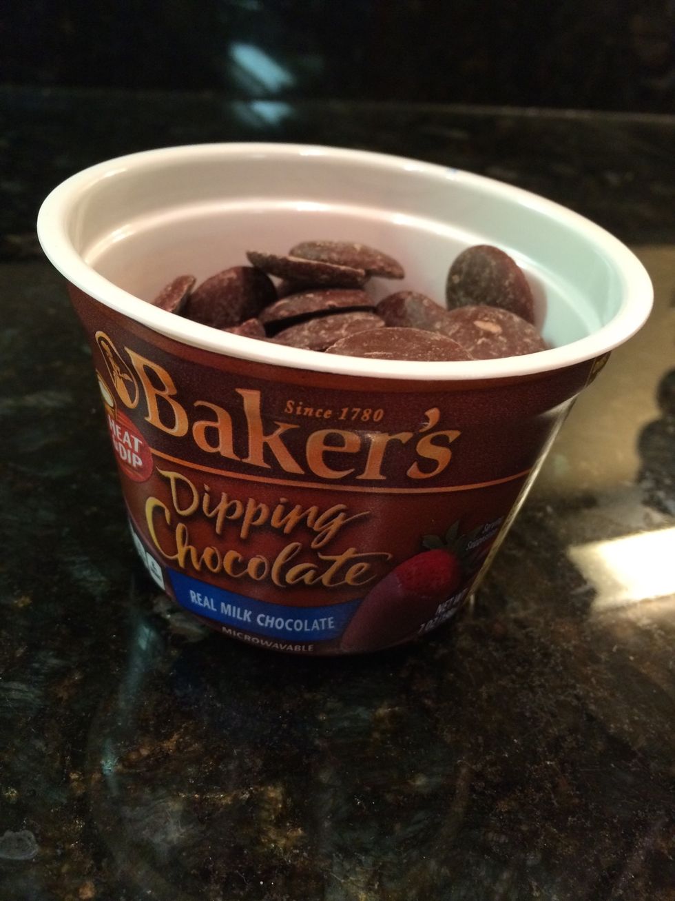 First microwave the chocolate bark as instructed on package. Microwave until it's completely melted.