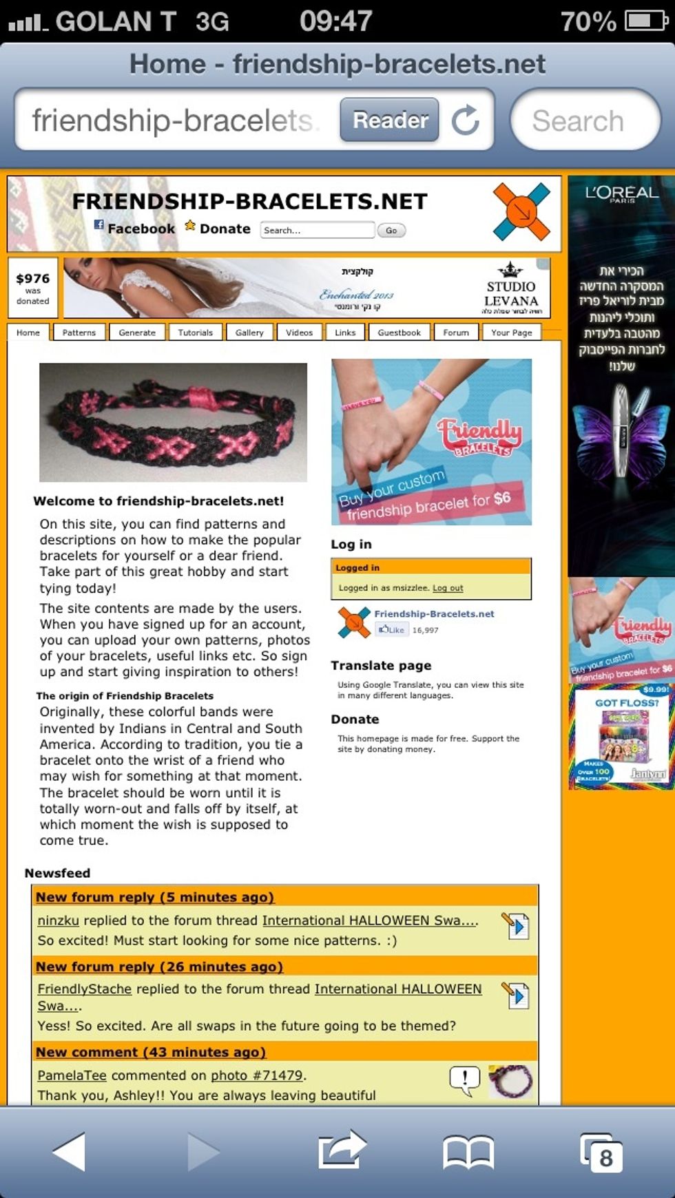 First of all, meet your new best friend, friendship-bracelets.net This is where we're going to pick a pattern for the bracelet. (Search "friendship bracelet patterns on google - first result)