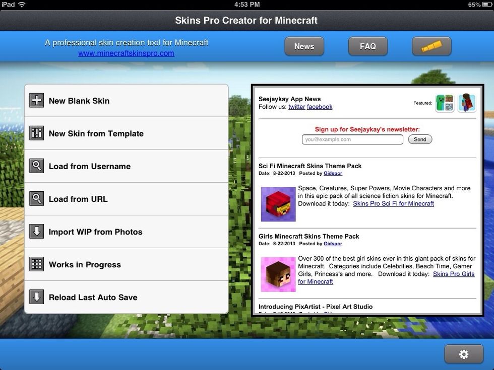 First off your going to want the skin creator app. It looks something like this