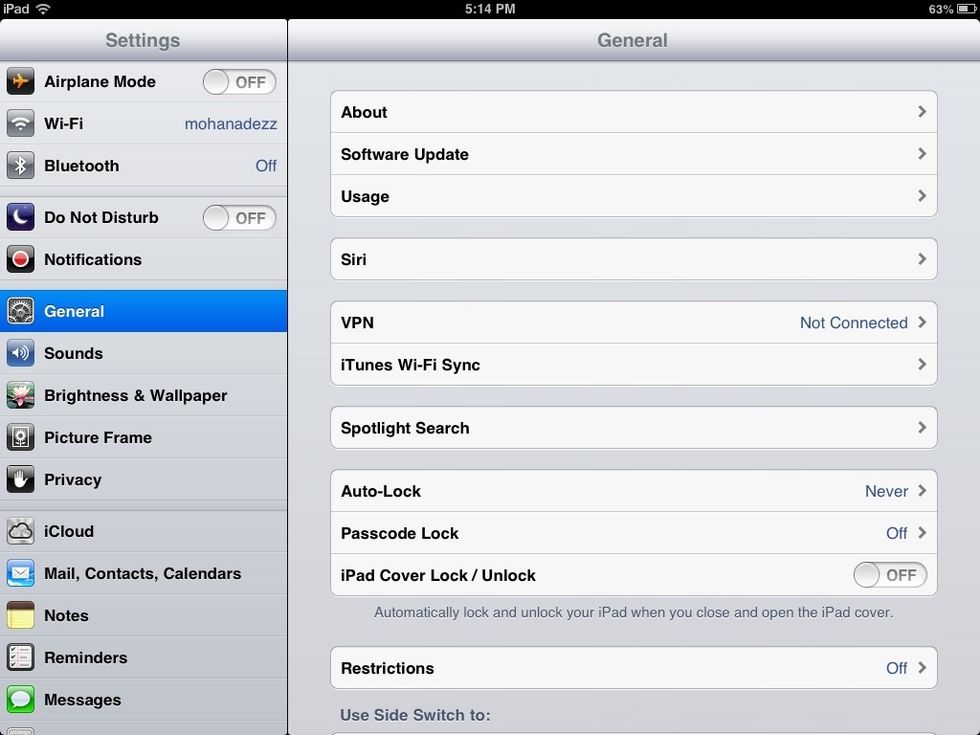 First,open settings.