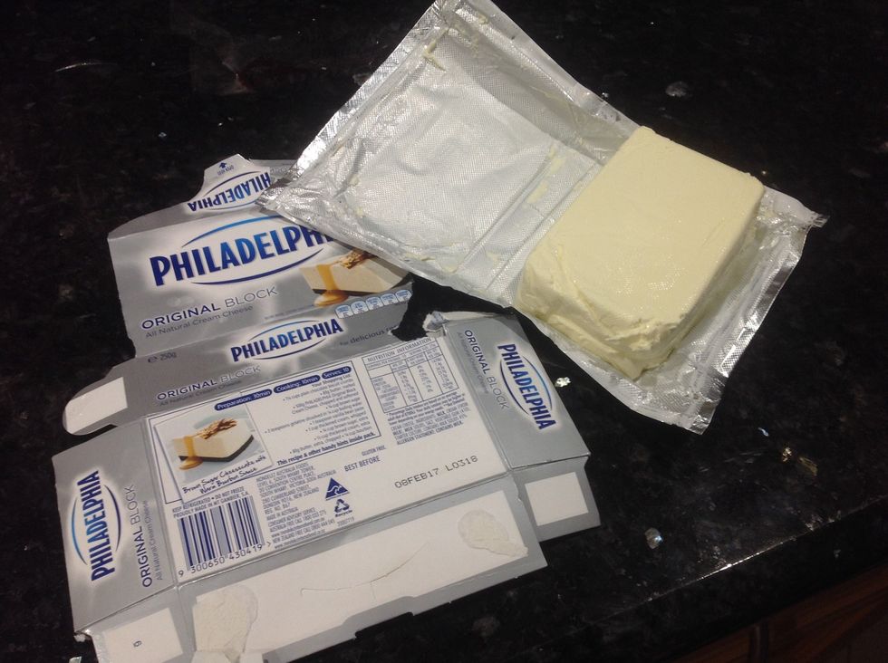First open the original Philadelphia cheese.