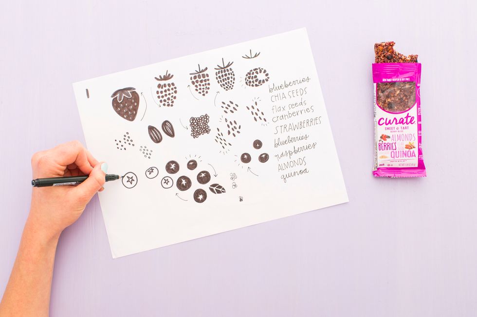 First, our visual designer sketched out some of the ingredients found in the Sweet & Tart bar.