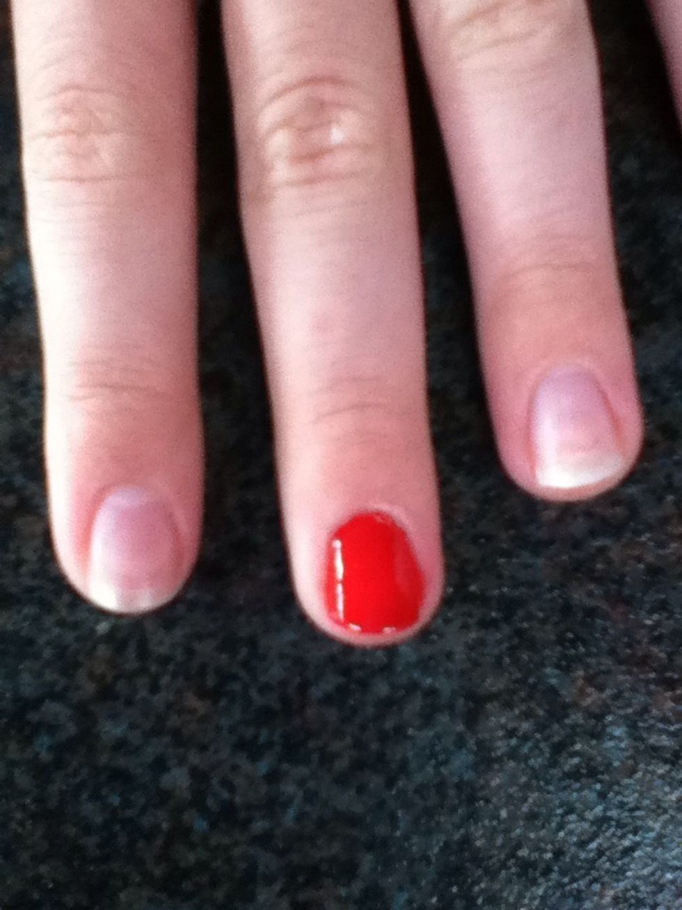 First paint a base coat of the colour you want the shoe to be