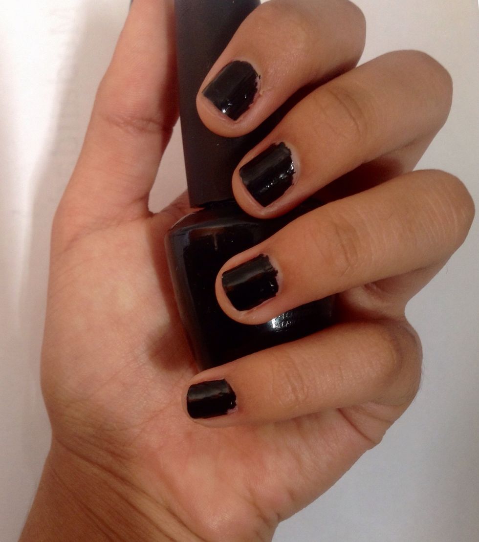 First, paint all your nails with the black polish \u2764\ufe0f