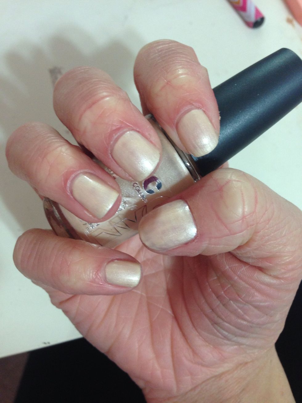 first paint nails with a nude or white base
