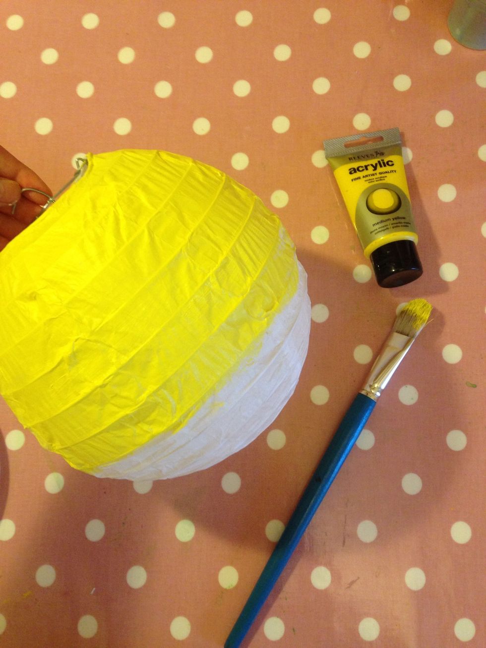 First paint your lantern - I'm painting mine a soft yellow :)