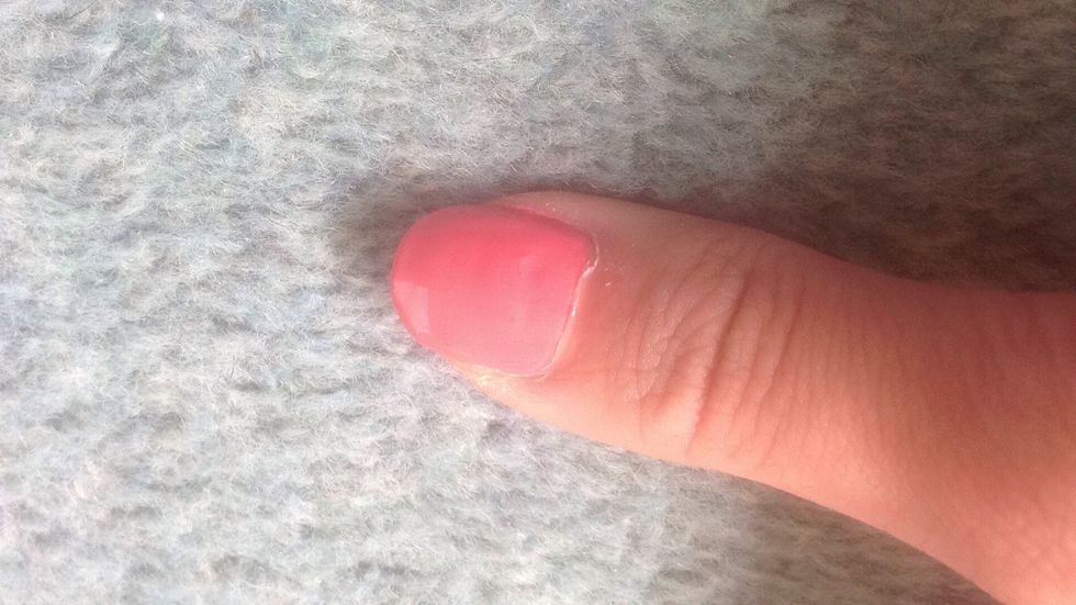 First paint your whole nail pink and leave to dry, this is going to be the watermelon. You may need to do additional coats if the colour if faint \ud83d\udc95