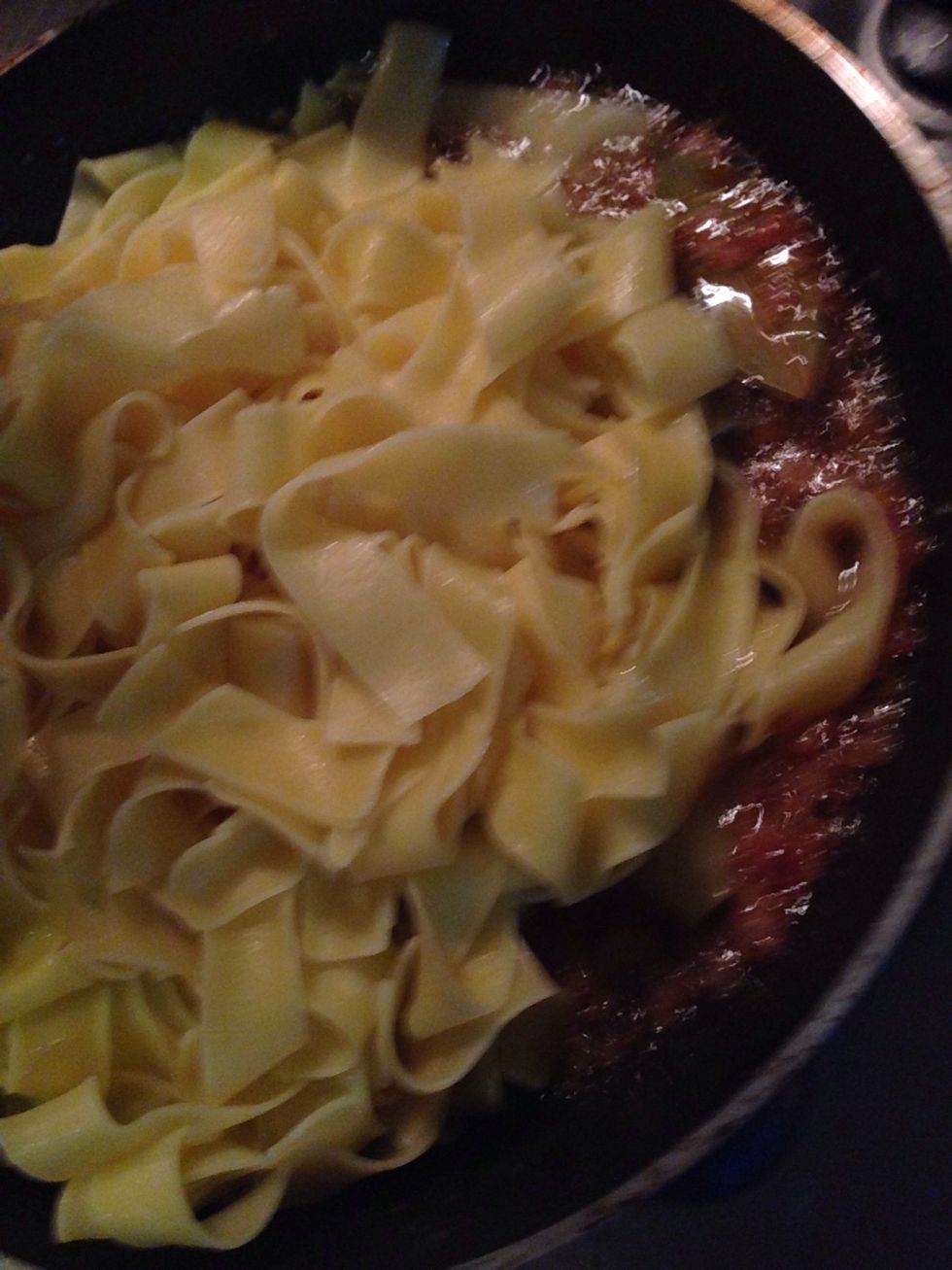 First papardelle meets the pan