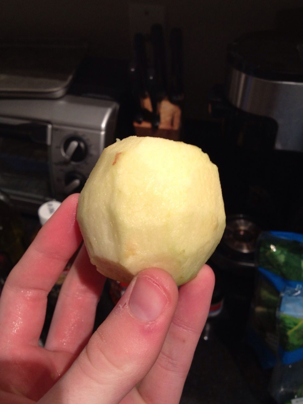 First peel and finely dice your apple