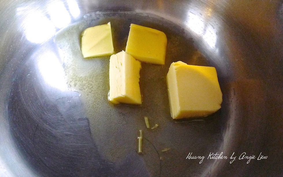First place butter into a large pot.