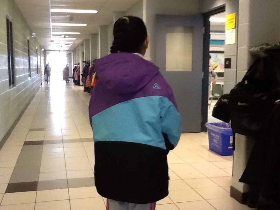 First, place on a jacket. Make sure to lay on a sweater before you place on your jacket.
