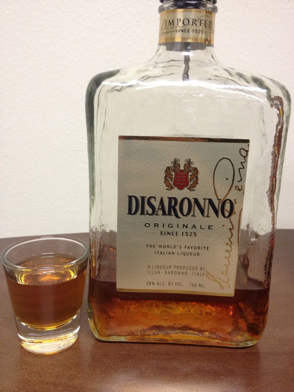 First, pour a shot of your favorite Amaretto. Leave a little room to float some Bacardi 151.