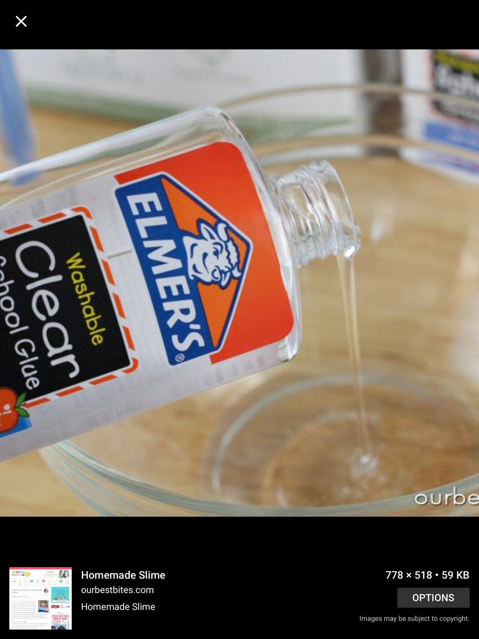 First, Pour in some of the glue into the bowl