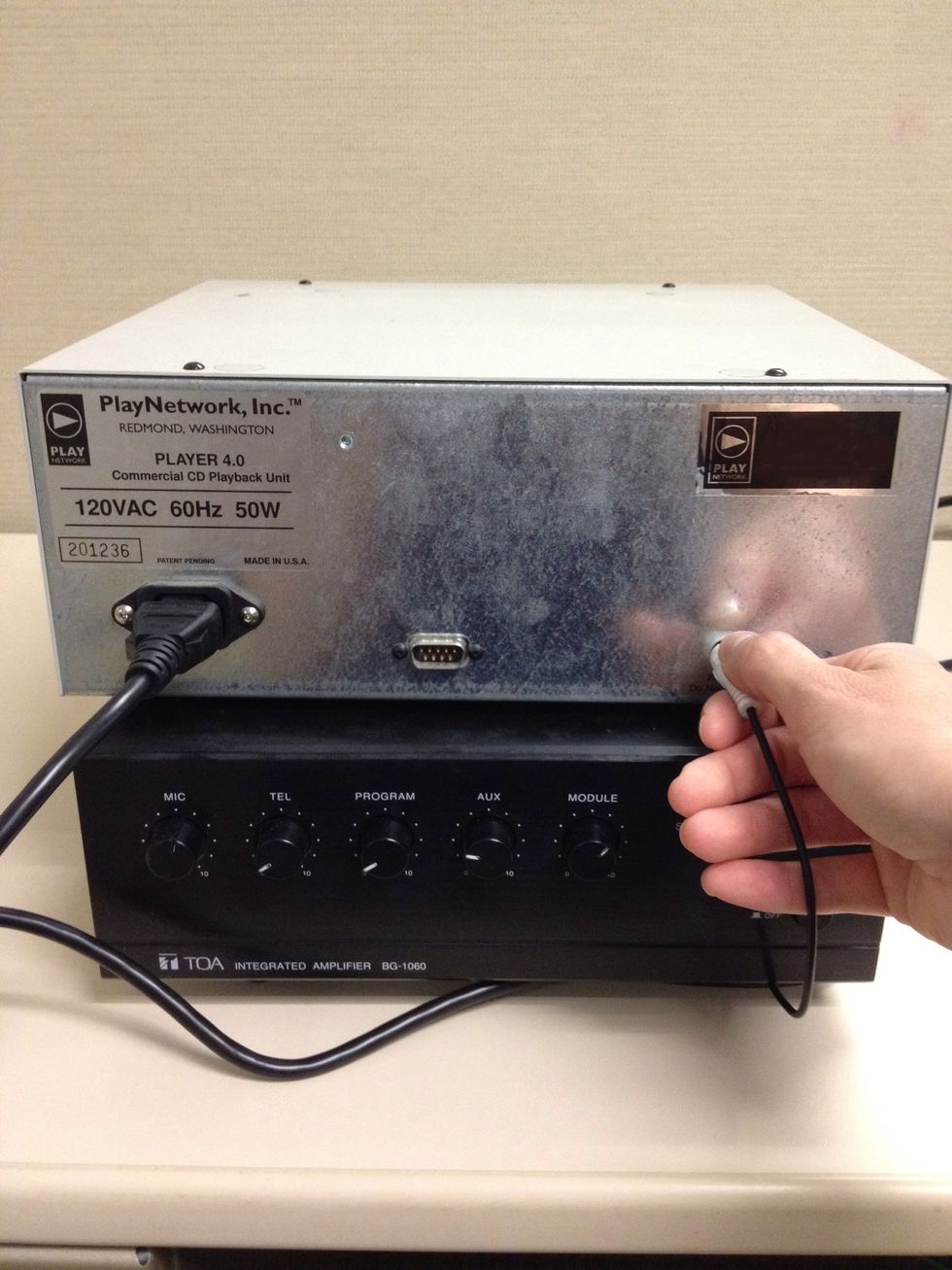 First power off or turn down the volume of your amplifier completely. Next locate and remove the RCA cable from the media player being removed.
