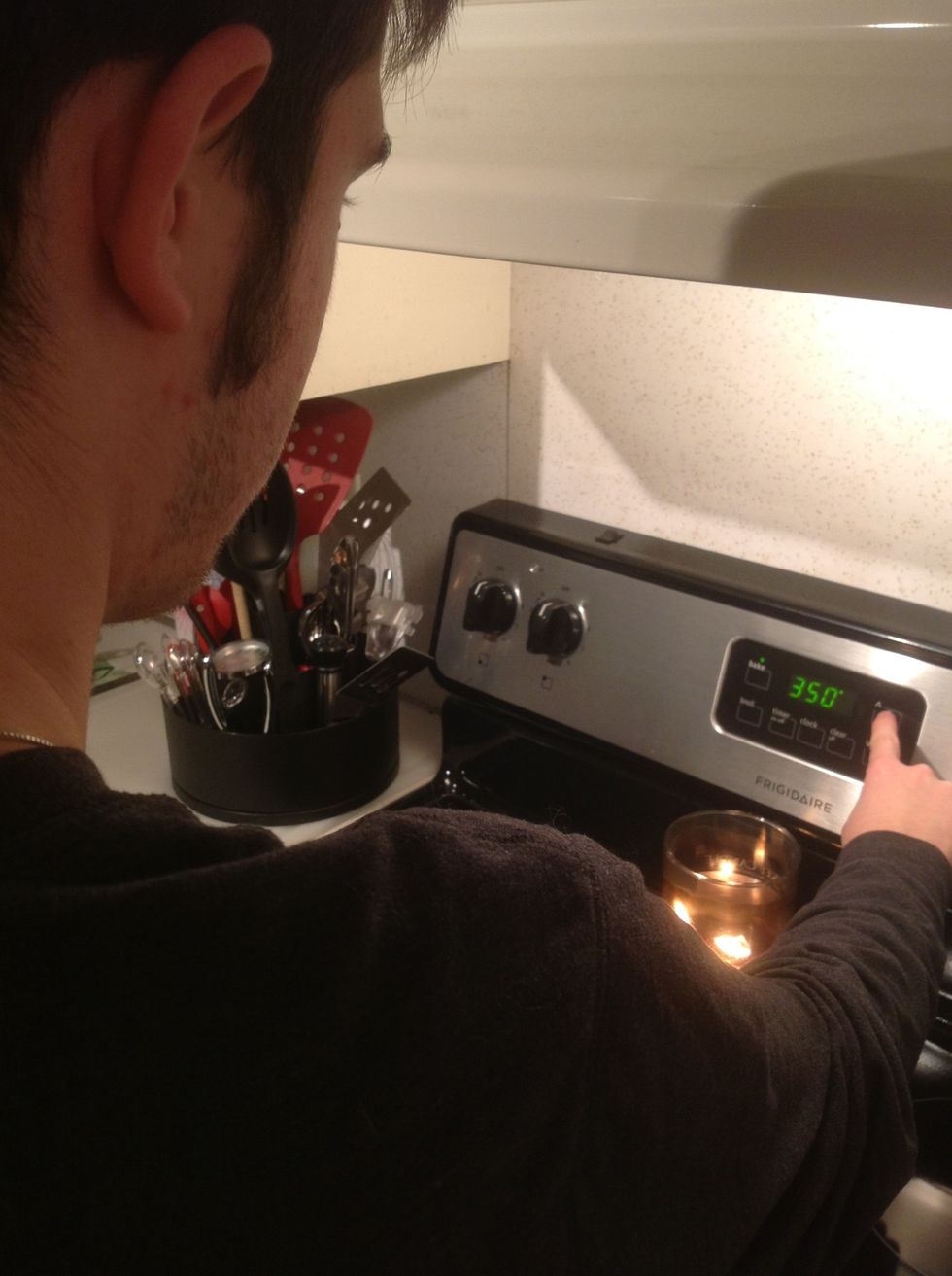 First, Preheat the oven to 350 degrees.