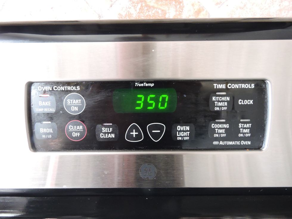 First, preheat your oven to 350 degrees.