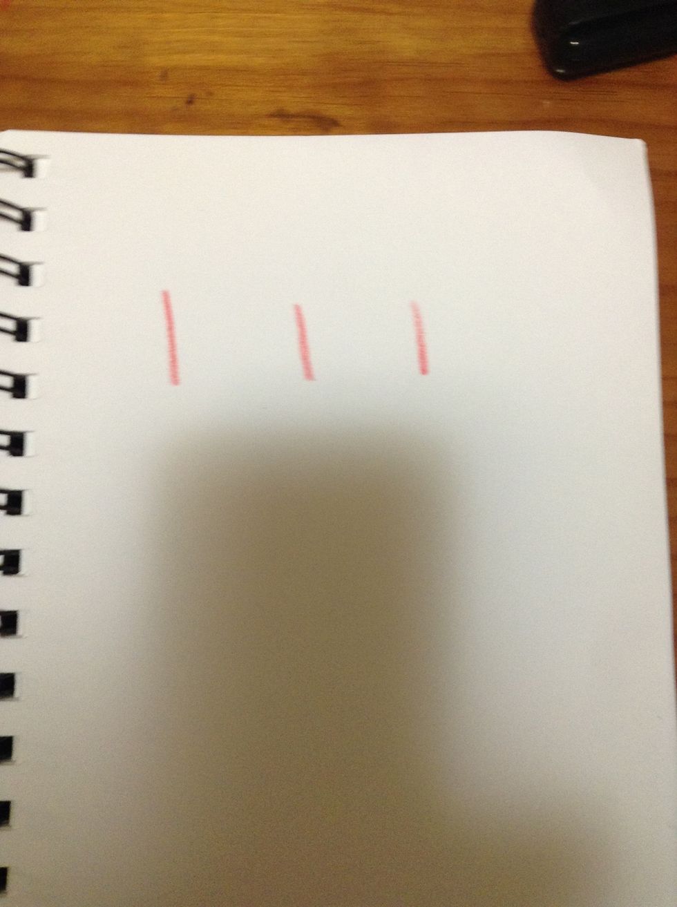 First put down 3 straight lines like above.