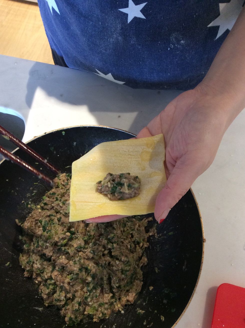 First put some stuffing at the middle of the cheek