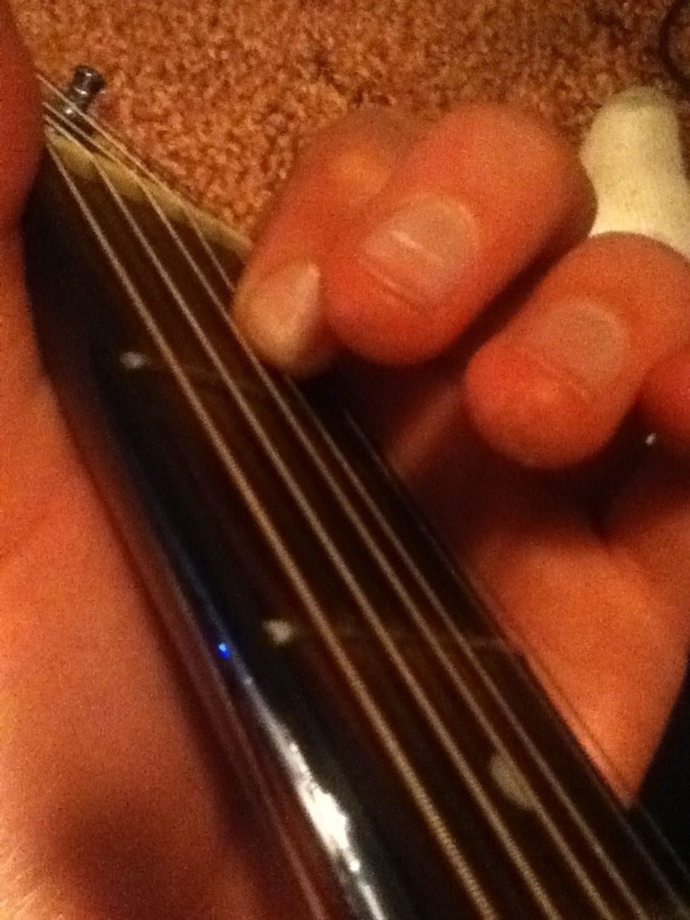 First put your first finger on first fret, 3rd string.