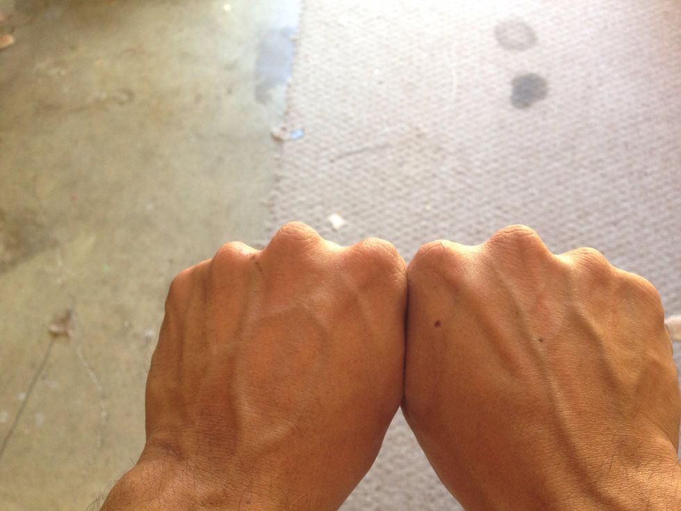 First put your fists together and start with your pinky knuckle