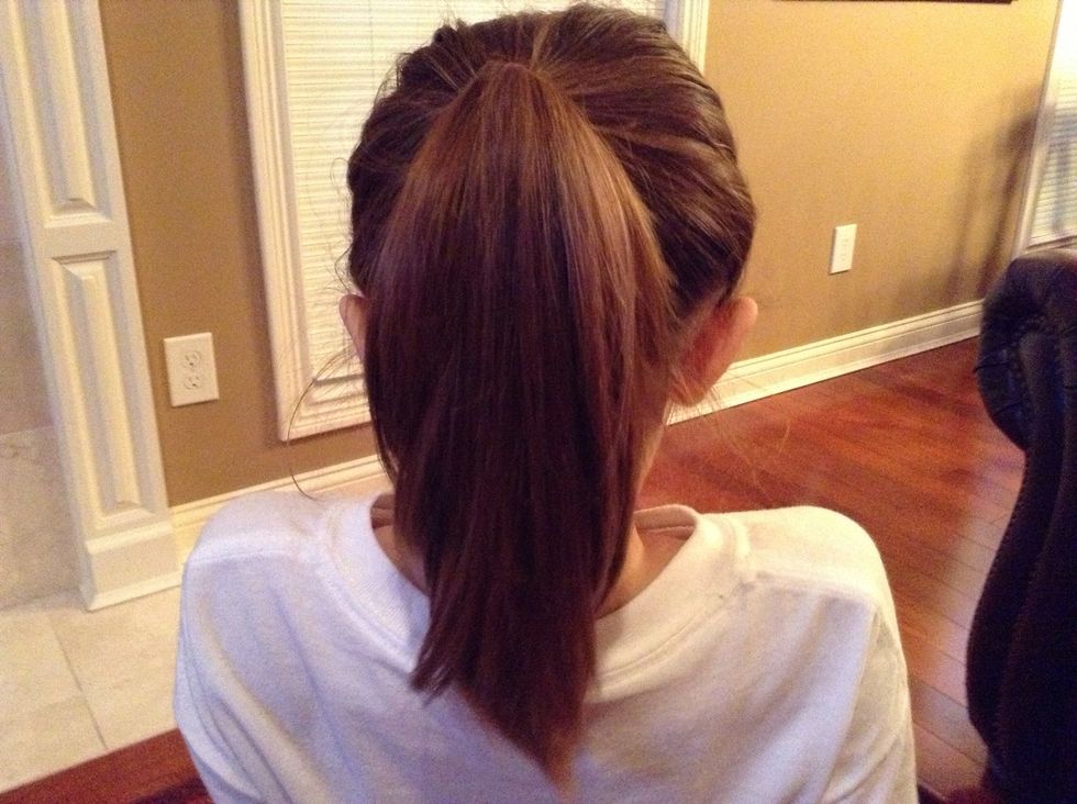 First put your hair into a ponytail.