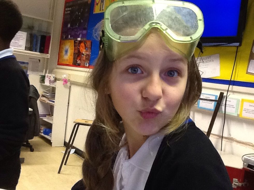 First Put your hair up and put your googles on