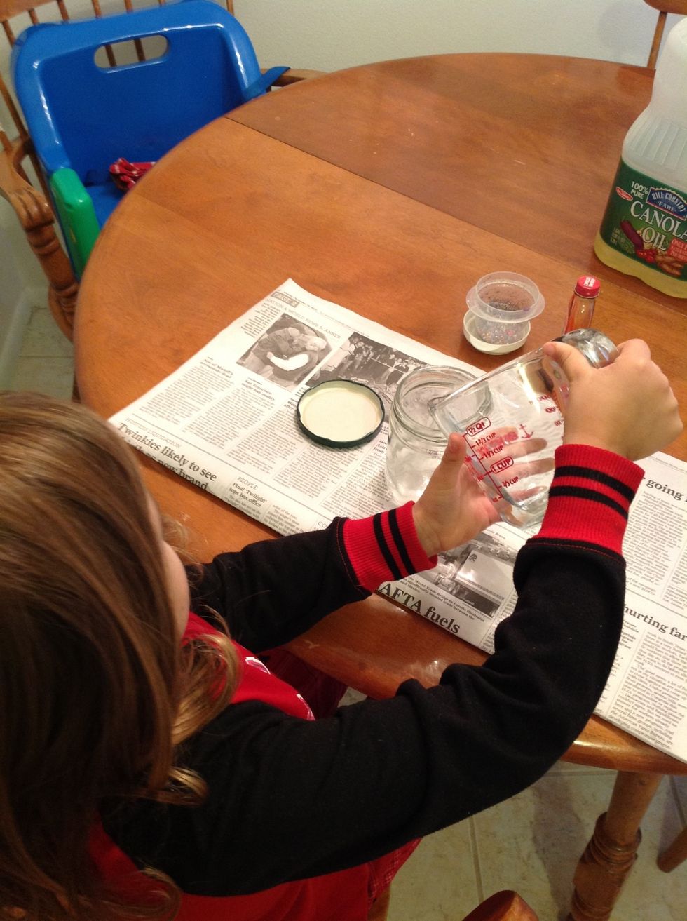 first put your jar on the newspaper