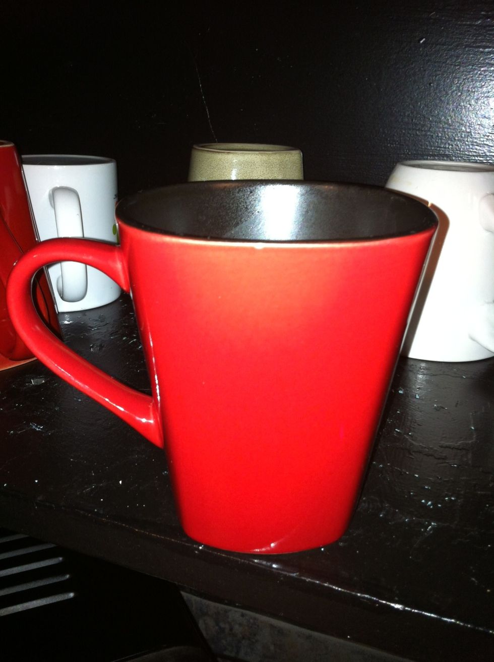 First, select a container for your hot liquid. I like coffee cups.