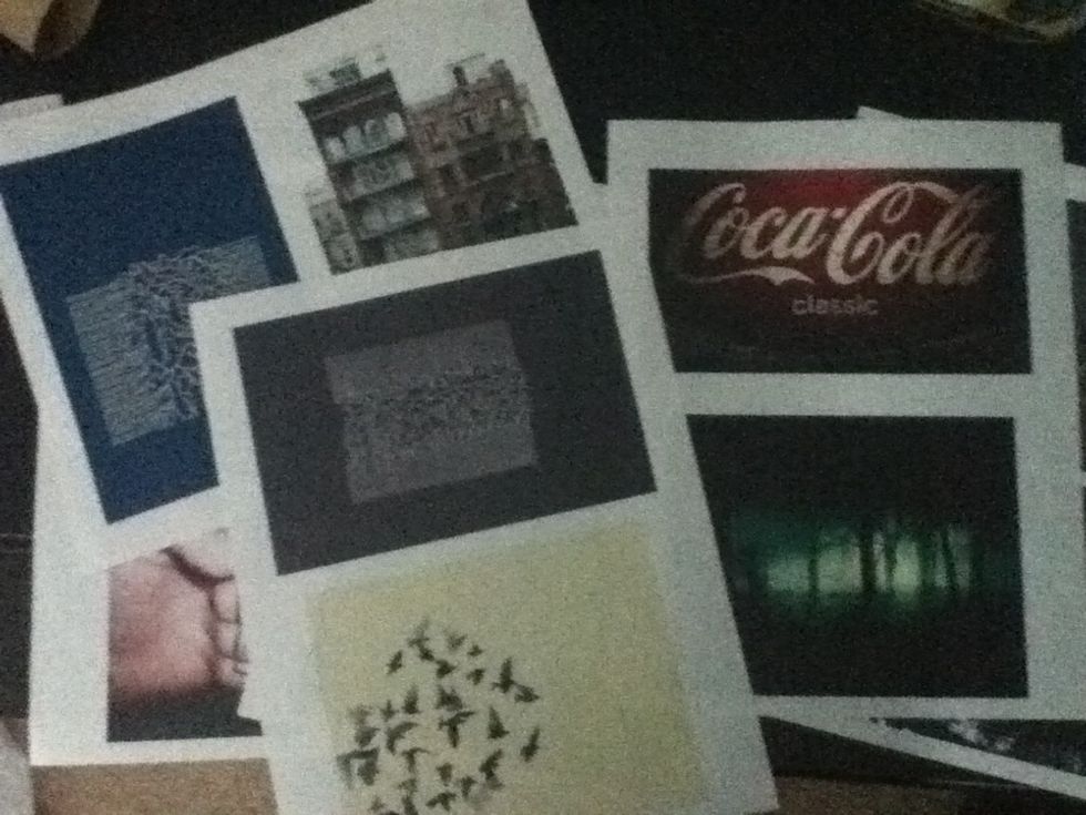 First, select and print the pictures you would like to use. I used more rustic pictures with a darker feel to better fit the motif of my color scheme.