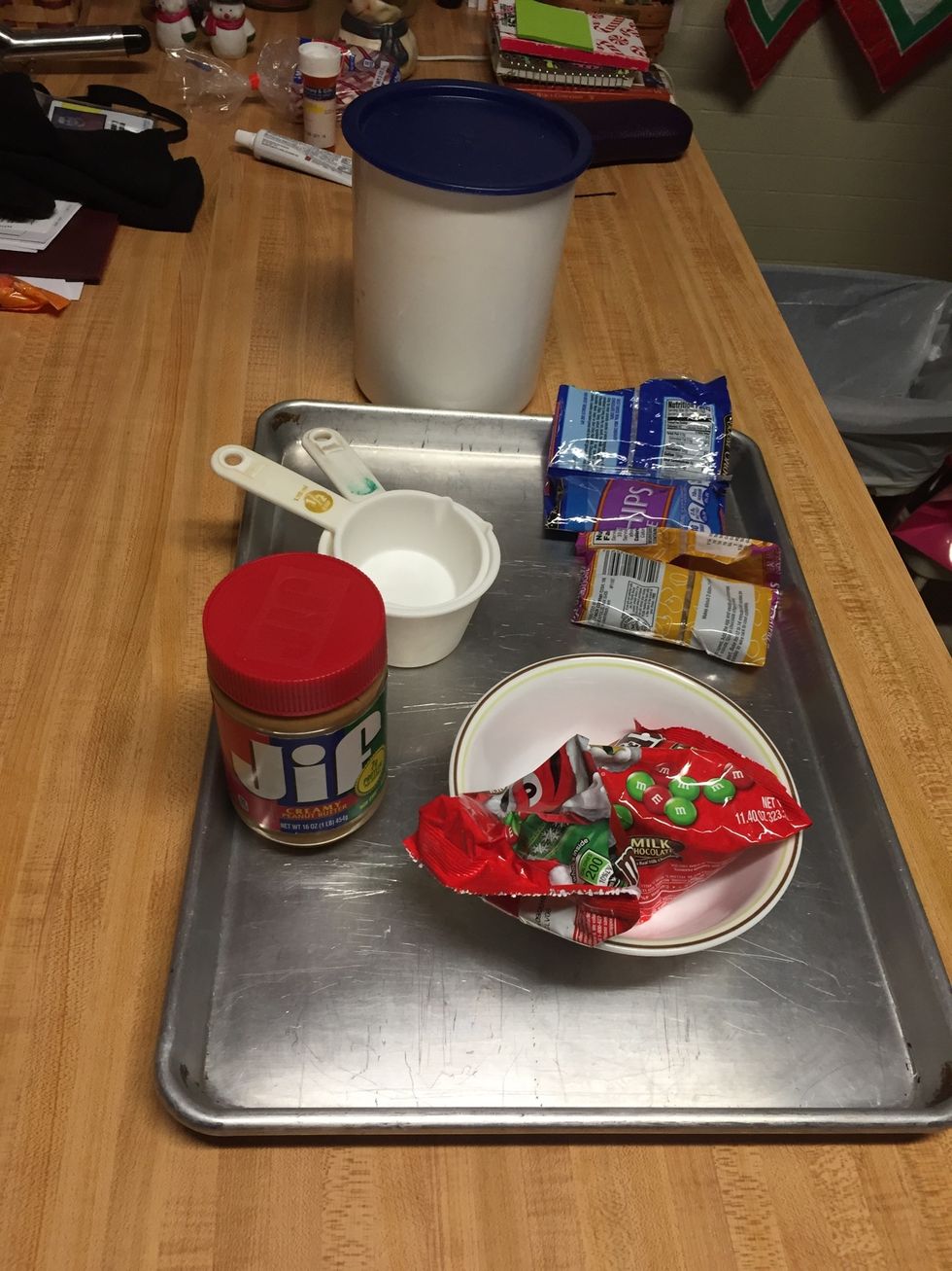 First, set all of your ingredients out and utensils.