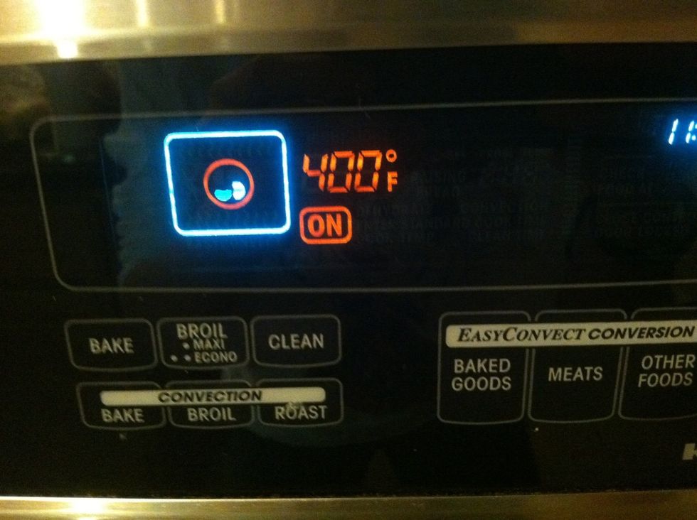 First set your oven to 400 degrees.