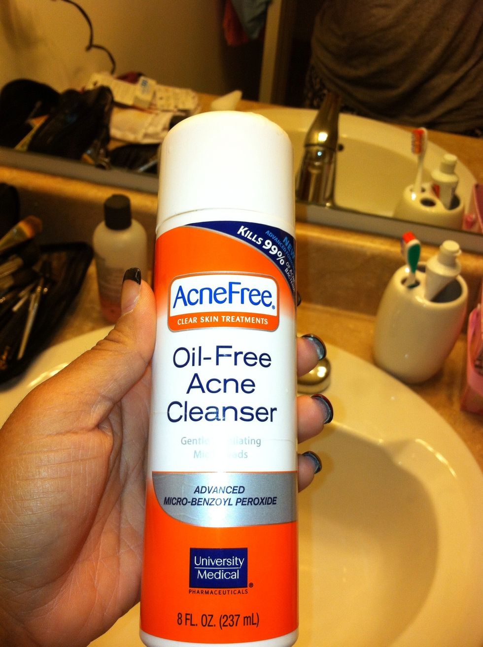 First start by washing your face w/Luke warm water and your favorite cleanser. *don't forget* remove all makeup beforehand with a makeup remover and cotton ball