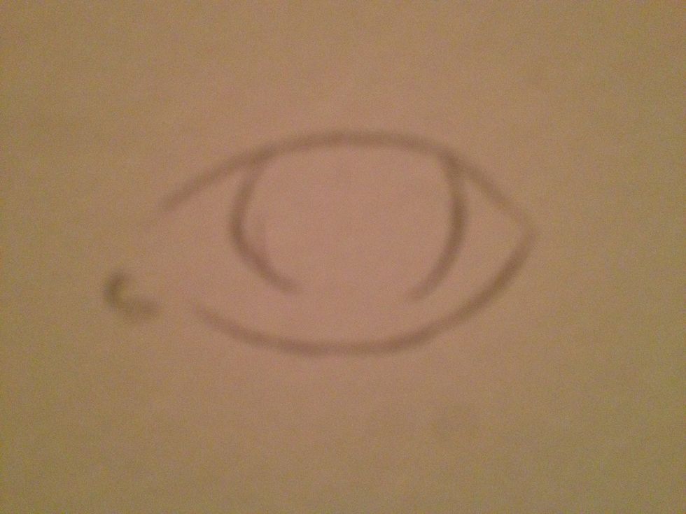 First step: draw a very simple outline of the eye. IE shape and where the like coloured part of the eye is. If the person is looking to the left draw the eye further to the left. Same applies for all!