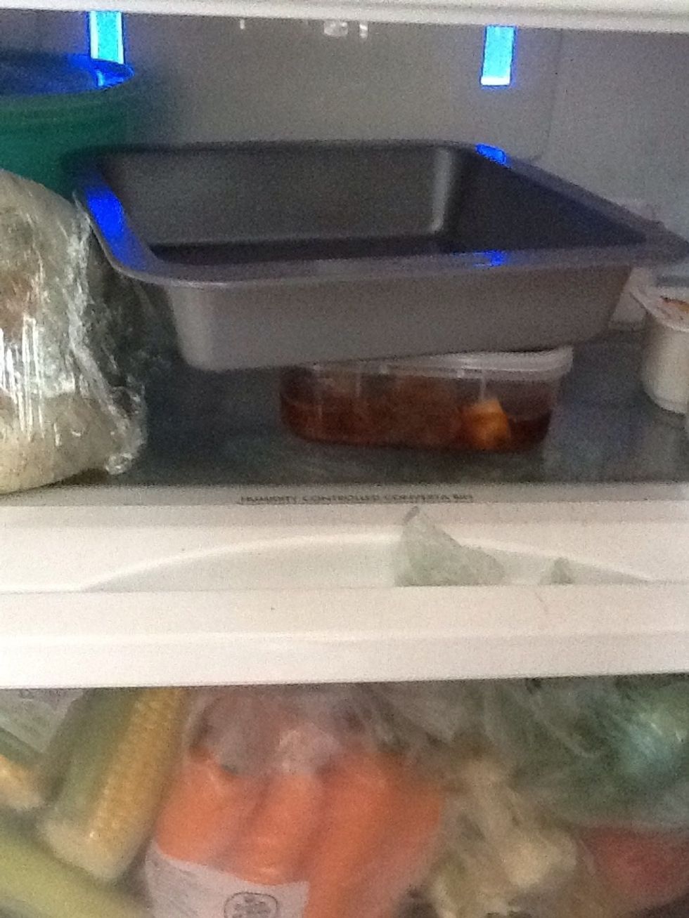 First step is to chill the loaf pan in the fridge