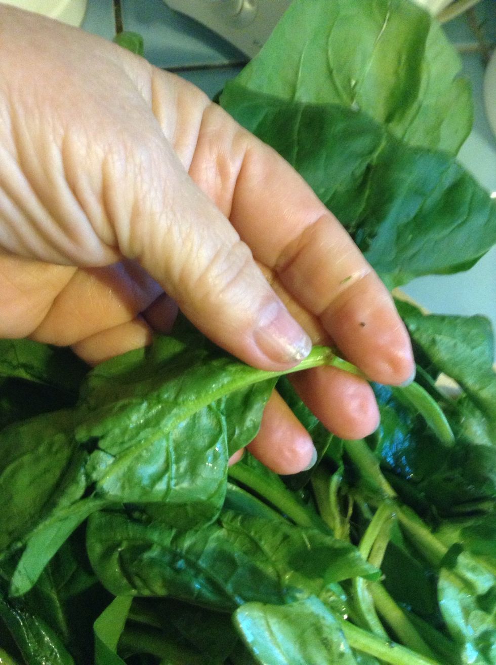 First step is to wash it and lose some of the stems - that's just my personal preference. Some people love to eat the stems too. It's up to you.