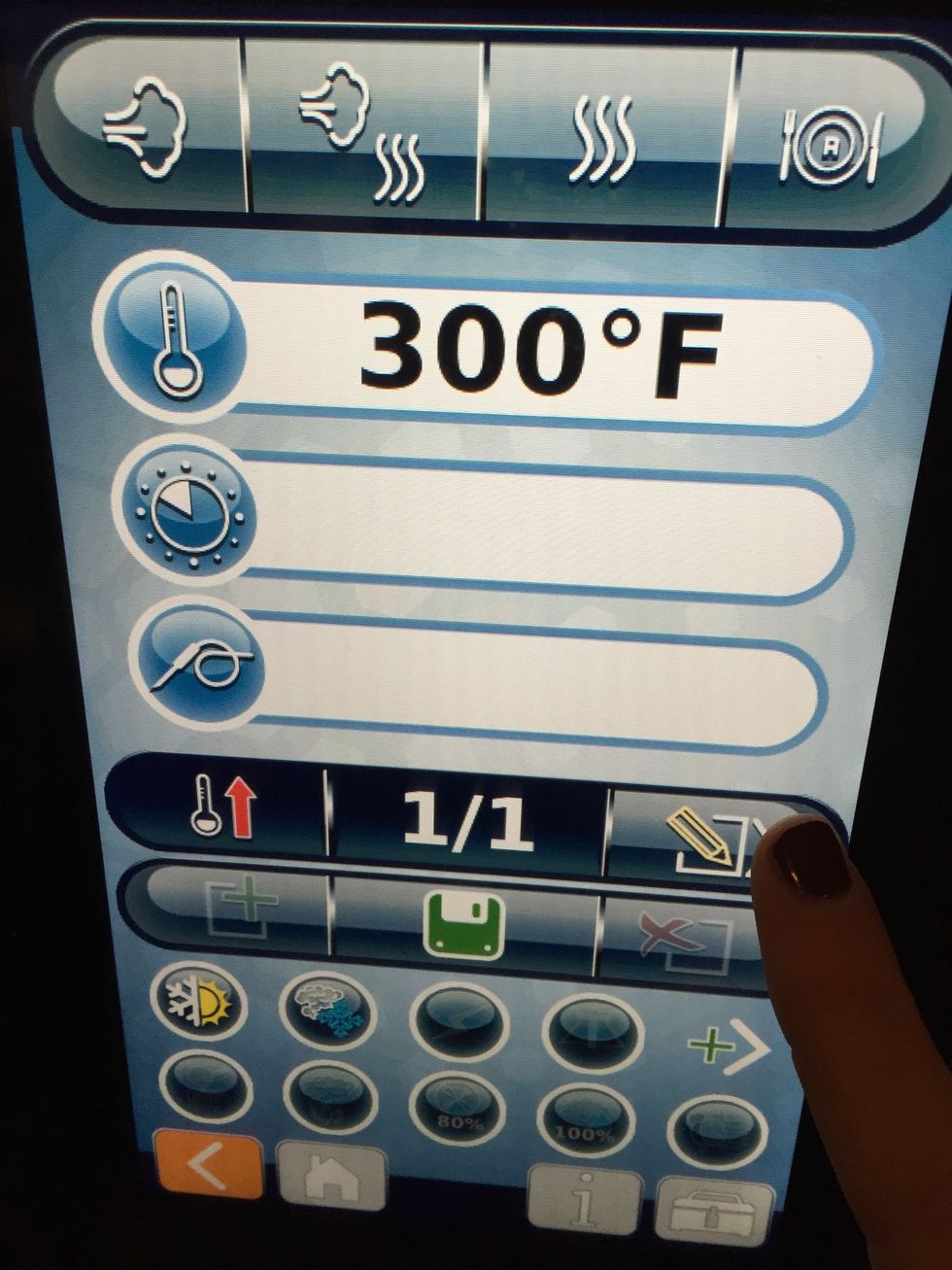 First step: preheat 300F (149C). (Select next).